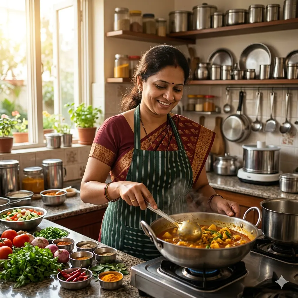 घरगुती स्वयंपाक - पारंपरिक मराठी पद्धत